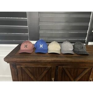 HURLEY Lot Of 5 FLEXFIT Hats Size S/M Embroidered Logo